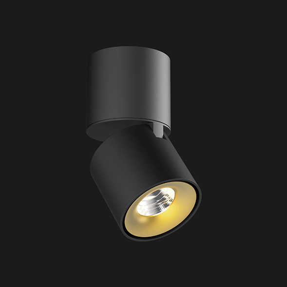 A black and gold Led Spotlights with a black background.