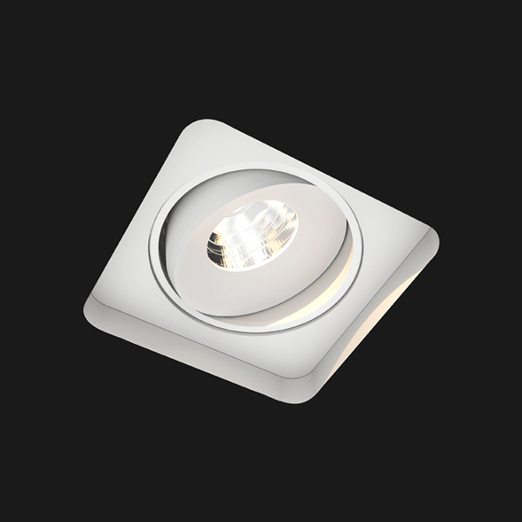 White Led Downlight Titan Trimless Square Cone on a black background